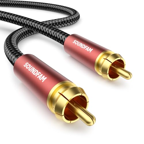 Subwoofer Cable RCA to RCA, Dual Shielded (Copper+Aluminum Foil) Digital Coaxial Audio Cable for Home Theater, Stereo, Amp - [ 16.5ft/5M, Red ] - color: COAX Subwoofer Cable, size: 16.5ft/5M