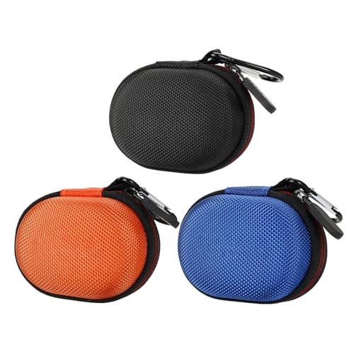 Hard Shell Waterproofing Earphone Case with Metal Carabiner, Crushproof Fabric Protections Compact Travel Design Shockproof Fabric Earbuds Storage Box Blue - color: Blue