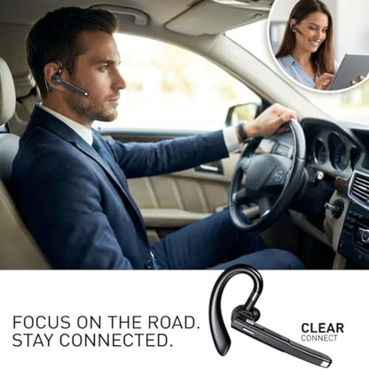 Wireless Headset Wireless Headphones Handsfree Call Wireless Earpiece Noise Cancellation Earbud Earphones Mic Compatible with Cell Phones Car Driver Trucker Business Office Men Women (Black) - color: Black