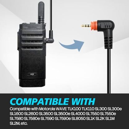 WODASEN SL300 TLK100 Acoustic Tube Earpiece with PTT Mic Walkie Talkie Headset for Motorola SL7550 SL7550e SL7580 SL7580e SL7590 SL7590e SL4000 SL3500 SL3500e SL2600 SL1K SL1M 2 Way Radio