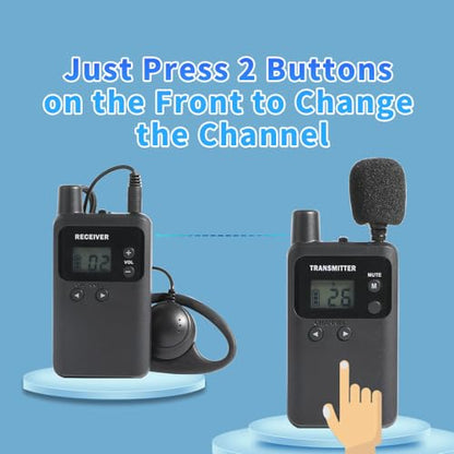 AGJ Wireless Tour Guide System, Tour Guide Microphone and Speaker, Tour Guide Headsets 2 Transmitters 30 Receivers 1 Charger 1 Storage Case, Court Church Translation System for Factory School - size: 32