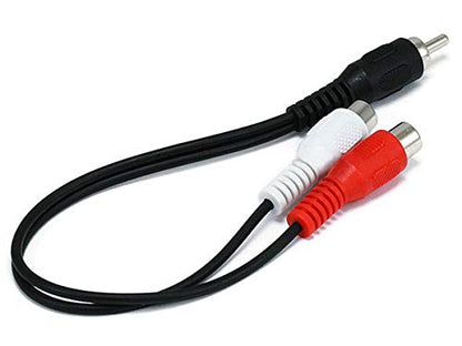Monoprice Audio/Stereo Cable - 0.5 Feet - Black | RCA Plug/2 RCA Jack, Mono Source to Stereo System