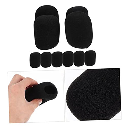 10pcs Black Sponge Microphone Covers Washable Windproof Mic Set