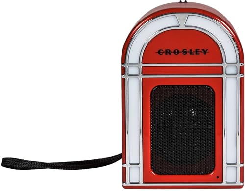 Crosley CR3046A-RE Mini Jukebox Portable Bluetooth Speaker, Red | Bluetooth In, 5 Color-Changing Light Modes, LED Lights Sync with Music, Rechargeable Lithium-Ion Battery - color: Red