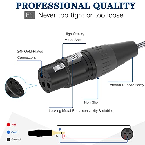 JOLGOO XLR Female to 3.5mm Stereo Jack Audio Adapter - 1 Feet, Balanced Audio Converter for XLR and 1/8 inch TRS Mini Jack Cables - style: 3.5mm Female to XLR Female