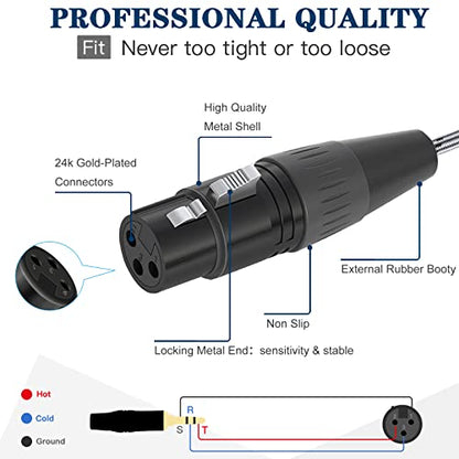 JOLGOO XLR Female to 3.5mm Stereo Jack Audio Adapter - 1 Feet, Balanced Audio Converter for XLR and 1/8 inch TRS Mini Jack Cables - style: 3.5mm Female to XLR Female