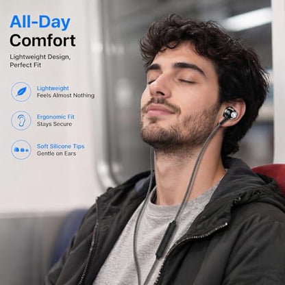 ADOOPE USB-C Wired Earbuds with Microphone, in-Ear Headphones for Android & USB-C Devices, Noise-Isolating Stereo Earphones with Inline Remote for Phone Calls, Music & Video - Black - color: Black
