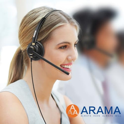 Phone Headset 2.5mm with Noise Canceling Microphone & Mute Switch, Comfort Fit Telephone Headset for Panasonic VTech AT&T Uniden RCA Cisco Gigaset Grandstream Cordless Landline Office Phones