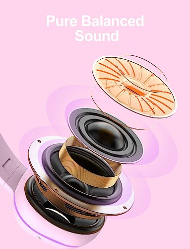 Jimonyer Kids Headphones for School, 3.5mm Jack Wired Headphones for Kids with Safe Volume Limiter, HD Stereo Sound On-Ear Girls Boys Toddler Headphone for Tablet, iPad, Kindle(Pink) - color: Pink