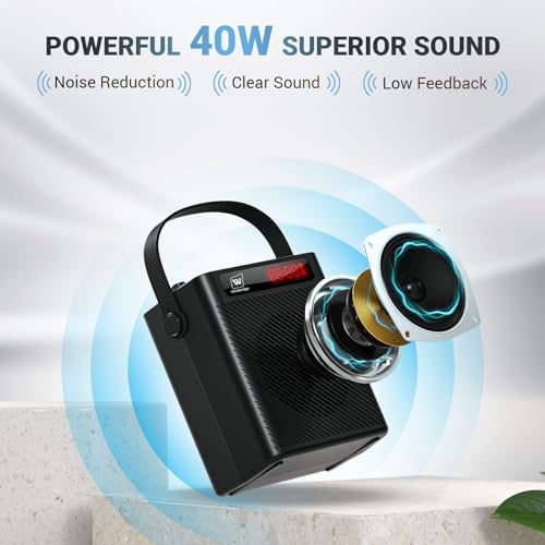 Voice Amplifier Wireless Microphone/Handheld Mic with 4 Sound Effects S95 | Rechargeable Portable Microphone and Speaker Set Wireless karaoke System, Personal Sound Amplifier for Teachers Speaking