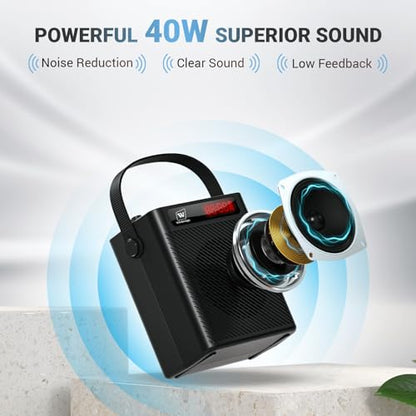Voice Amplifier Wireless Microphone/Handheld Mic with 4 Sound Effects S95 | Rechargeable Portable Microphone and Speaker Set Wireless karaoke System, Personal Sound Amplifier for Teachers Speaking