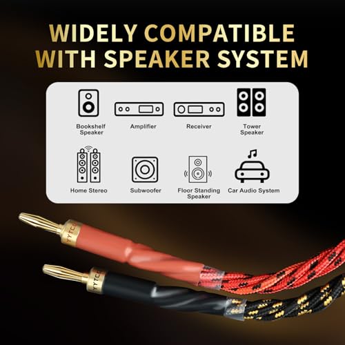 12 AWG 2Pack Audiophile Speaker Cable – Speaker Wire with Banana Plugs,4N OFC Core,Nylon Braid,Audio Wire,Compatible with Amplifier,Speakers,AV Receiver& Home Theater(9.84ft/3m) - size: 9.84ft/3m, style: 4N 12AWG