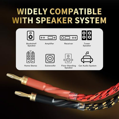 12 AWG 2Pack Audiophile Speaker Cable – Speaker Wire with Banana Plugs,4N OFC Core,Nylon Braid,Audio Wire,Compatible with Amplifier,Speakers,AV Receiver& Home Theater(9.84ft/3m) - size: 9.84ft/3m, style: 4N 12AWG