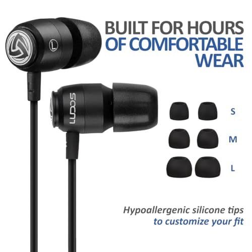 LUDOS Clamor 2 PRO Wired Earbuds in-Ear Headphones, 5 Years Warranty, Earphones with Microphone, Noise Isolating Ear Buds, Memory Foam for iPhone, Samsung, School Students, Kids, Women, Small Ears - style: 3.5 mm