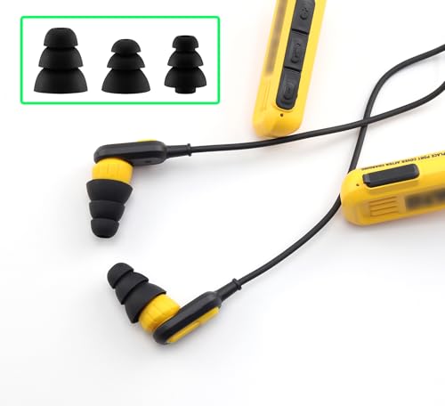 Replacement Triple Flange Ear Tips for Dewalt Headphones (S/M/L) | Compatible with Dewalt Heavy Duty/Heavy Duty 2-in-1 Bluetooth Neckband Headphones, Soft Silicone Ear Tips, 9 Pairs