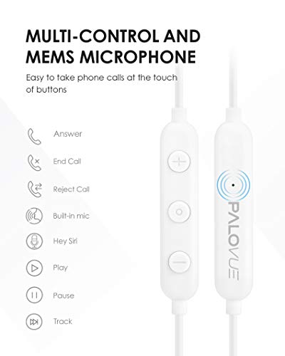 PALOVUE Lightning Headphones Earphones MFi Certified with Microphone | Compatible with iPhone 14 13 12 11 Pro Max X XS Max XR 8 Plus 7 Plus SweetFlow White - color: White