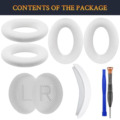 SOULWIT Replacement Kit for Bose QuietComfort QC35/QC35 ii Over-Ear Headphones, Ear Pads Cushions + Headband + Silicone Earpads Cover Protector - White - color: White
