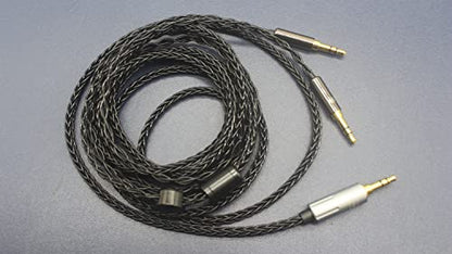 Youkamoo Replacement Upgrade Cable Compatible with Hifiman Sundara, Ananda, Arya, HE400SE, HE4XX, HE-400i, Edition XS Headphones Dual 3.5mm to 3.5mm Male Silver Plated Braided 6.5ft/2m - size: 6.6 ft (2 m)