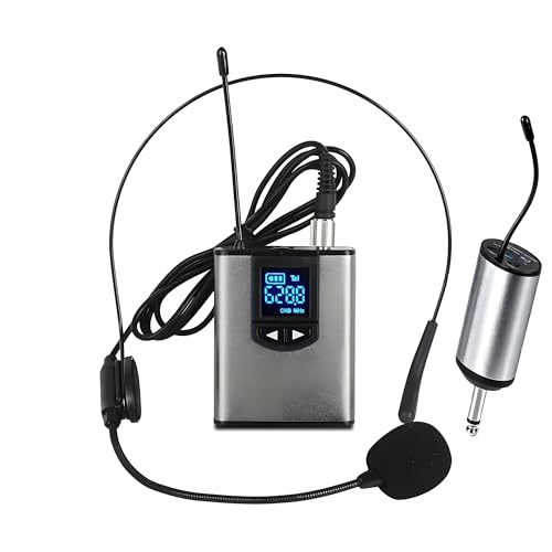 Wireless Lapel Microphone, UHF Lavalier Microphone System, Clip-on Lapel Mic with Bodypack Transmitter, Headset Mic, Receiver for Vlogging, Singing, 1/4" Output