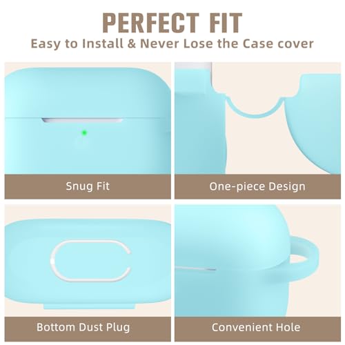 Hamile Compatible with AirPods Pro Case Protective Silicone Airpod Case Shockproof Cover Skin for Apple Airpod Pro 1st/2nd Case 2019 2022 Case, with Keychain, Night Glow Blue - color: 3-Nightglow Blue