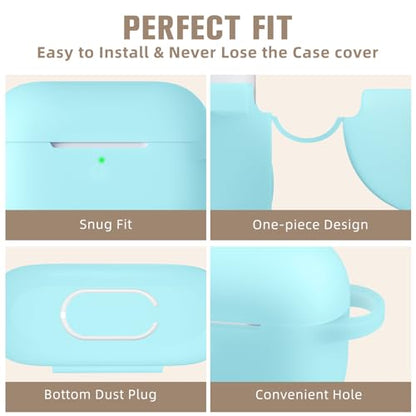 Hamile Compatible with AirPods Pro Case Protective Silicone Airpod Case Shockproof Cover Skin for Apple Airpod Pro 1st/2nd Case 2019 2022 Case, with Keychain, Night Glow Blue - color: 3-Nightglow Blue