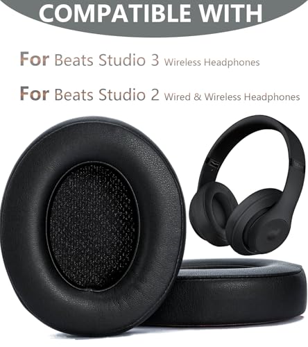 Replacement Ear Pads Compatible with Beats Studio 3 Wireless, Black - color: Black