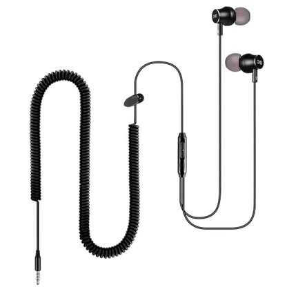 12Ft Extra Long Earbuds for TV & PC, in-Ear Wired Headphones, 3.5mm Jack | 3.6M Long Headphone for TV Watching with Coiled Extension Cable, Volume Control & Mic, Ideal Gift for Parents and Elderly
