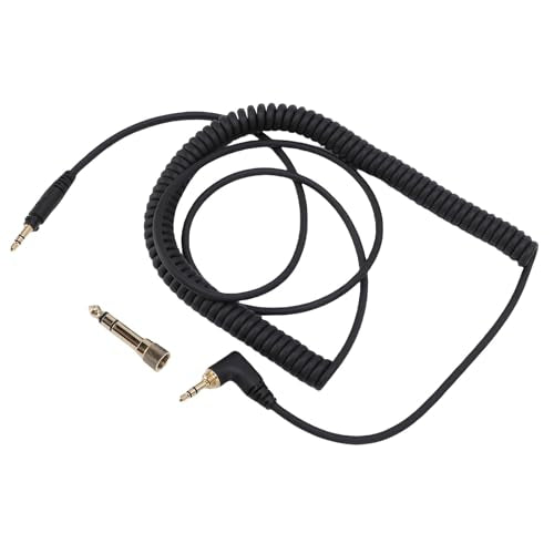 Replacement Spring Sound Cable for EAHDJ1200 Headphones, Coiled Extension Cord 140-330cm with 3.5mm Plug and 6.35mm Adapter for Studios and DJ Booths