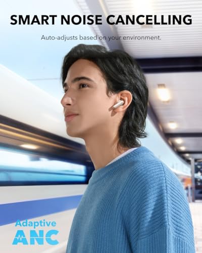 Soundcore P40i by Anker Noise Cancelling Earbuds with Adaptive ANC | Heavy Bass, 60H Playtime, 2-in-1 Case and Phone Stand, IPX5, Wireless Charging, Bluetooth 5.3 - color: Oat White