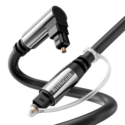 BlueRigger Optical Audio Toslink Cable - 25FT (90 Degrees Optical Cable for Soundbar, 360 Degree Rotatable Right Angle, S/PDIF Digital Toslink) - Fiber Optic Compatible with HDTV, Game Console, DVR - size: 25FT, style: 90° Toslink