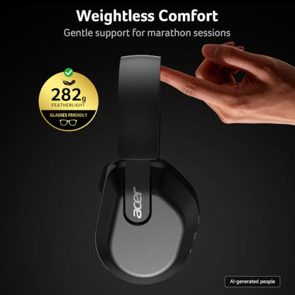 Acer Wireless Gaming Headset for PS5, PS4, PC, Switch, 2.4GHz & Bluetooth 6.0 Gaming Headphone with Flip-to-Mute Mic, Lightweight Glasses-Friendly, 70H Battery - Black - color: Black