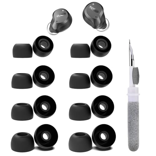 8 Pairs Replacement Earbud Tips Compatible with TOZO A1/Crystal Pods/T12/NC9/T20/NC3/T10/T6/Golden X1 Wireless Earbuds, Silicone Ear Tips, Fits in Case, XS/S/M/L, with 3-in-1 Cleaner Kit