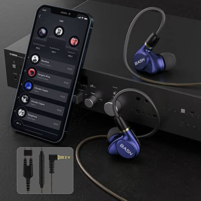 BASN Metalen 4 Drivers in-Ear Monitor Headphones (Sapphire Blue) - color: Blue