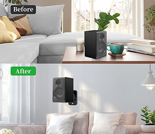 Speaker Wall Mount Brackets - Surround & Bookshelf Speaker Wall Mounts Kit, Holds up to 8 lbs, 4 Pack, Black - color: 4P-Black