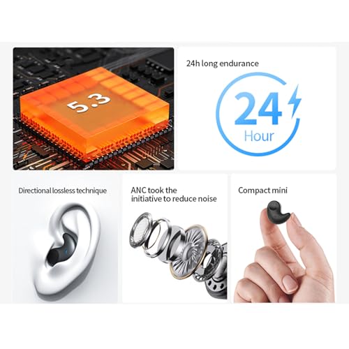 Earbuds, Small Sleeping Earbuds Wirelesss Bluetooth5.3, Mini Sleep Ear Buds for Side Sleepers with LED Battery Display & Built in Mic, for iOS for Android, for Driving,
