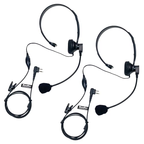 MaximalPower 2 Pin Earpiece Headphone Overhead Headset with Mic Compatible for Motorola Walkie Talkie 2 Way Radio cls1110 cls1410 CP200 GP88 300 CT150 P040 PRO1150 SP10 XTN500 (2 Pack)