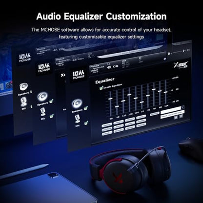 MCHOSE V9 PRO Wireless Gaming Headset 7.1 Surround Sound for PS5 PS4 PC SWITCH TOPSPEED Gaming Headphones, Noise Canceling Mic, 250Hr Battery, Low 15ms Latency, Lightweight, BT 5.3 FPS Games Black&Red - color: V9PRO-Black/Red