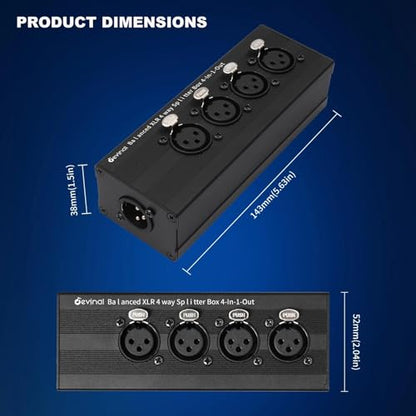 4-IN-1-OUT XLR Audio Splitter Box, XLR 4 Female to 1 Male Balanced Converter ; 4-Way Stereo Passive Audio Cable