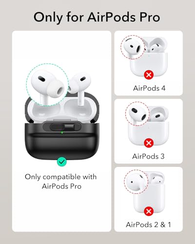 ESR for AirPods Pro 2 Case (2023/2022/2019), Compatible with MagSafe, Black | Compatible with Airpods Pro (USB-C/Lightning Cable), Magnetic Lid, Full Drop Protection Cover with Lanyard - color: Black, size: Airpods Pro 2&1 Case
