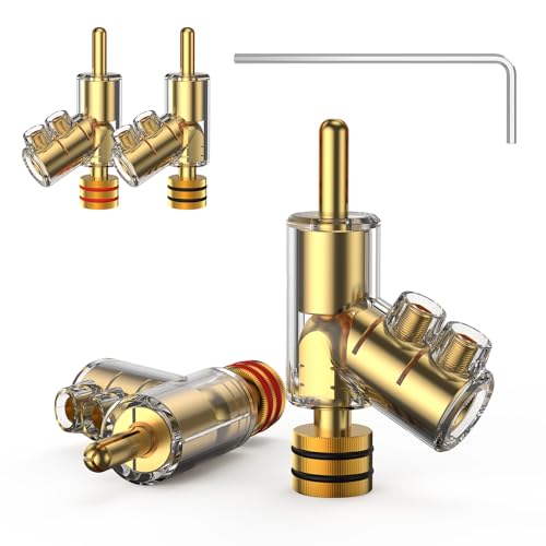 Tertullus 4Pcs Banana Clips Connectors Banana Plugs forSpeaker Wire Gold Plated Screw Locking Connectors forSpeaker Wire, AV Receiver, Amplifier, Surround Sound - size: Clipplug-G