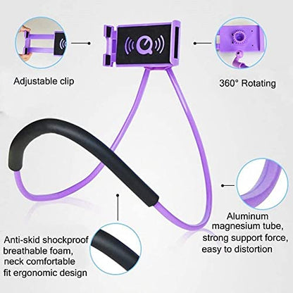 Neck Cell Phone Holder for Desk Bed,Bike and Motorcycle Phone Mount,Lazy Bracket Mobile Phone Stand Holder (Pink) - color: Pink