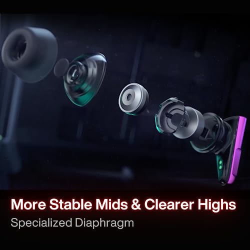 Angry miao CYBERBLADE Wireless Gaming Earbuds, Active Noise Cancelling Bluetooth Earbuds with Microphone, 36ms Low Latency Earphone for PC, PS4, PS5, Switch, iPhone, Android (Base Edition)
