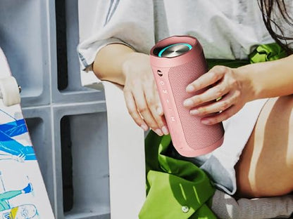 EDUPLINK Bluetooth Speaker IPX7 Waterproof Wireless, Pink - color: Pink Waterproof Speaker