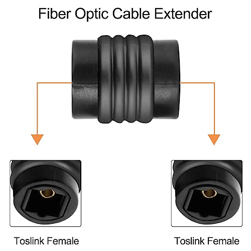 Fiber Optic Cable Extender Coupler Optical Toslink Digital Audio Female to Female Adapter Connector Extension Jack for Optical Plug Male Cord, 4 Pcs