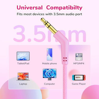 EarFun S1 Kids Headphones, Wired Headphones for Kids, Lightweight, Pink | Stereo Sound, Adjustable Headband, 85dB Volume Limit, Portable On-Ear Headphone for School/Travel/Boys/Girls/PC/Tablet, Pink - color: Pink