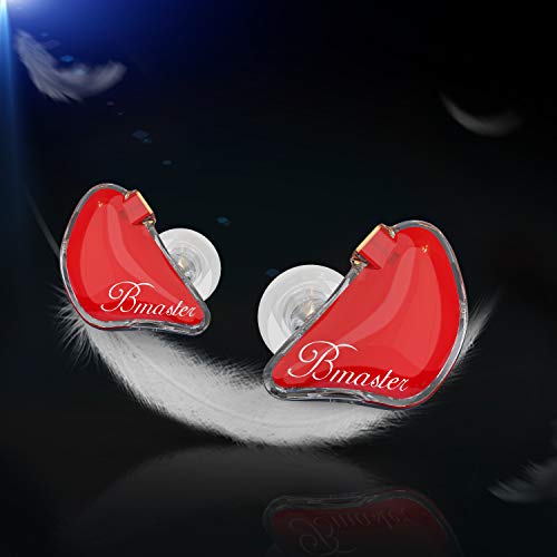 BASN Bmaster in Ear Monitor Musician Headphones Triple Drivers Dynamic Earbuds Sound Isolating Earphones with Two Detachable Audio & Mic Cables (Red) - color: Red