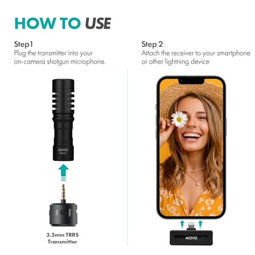 Movo WM-VXR10 Wireless Shotgun Mic Adapter for iPhone/Lightning Devices - Compatible VXR10, VXR10-PRO and Rode VideoMicro - size: Lightning / iPhone