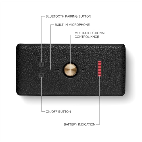 Marshall Emberton III Portable Bluetooth Speaker - Rugged Waterproof/Dust-Proof Design | Loud Stereo Sound, Deep Bass | Compact and Wireless for Travel and Outdoors - Black and Brass - color: Black & Brass