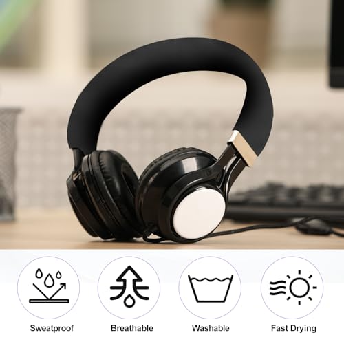 4 Pcs Replacement Headphone Headband Cover(Fits 2 Inch) - Universal Leather Headband Cover Cushion Protector for Large Sized Most Headsets, Black - size: 2"