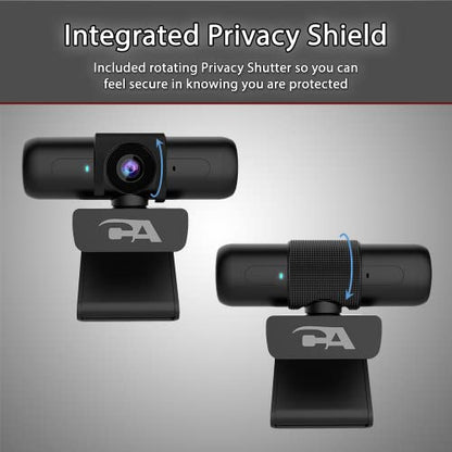Cyber Acoustics WC-2000 1080p Webcam, Auto-Focus, Privacy Shutter | Omnidirectional Microphone, Universal Monitor Mount, 65-Degree Field of View, USB-A Plug-and-Play - size: WC-2000